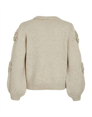 VIFaye O-Neck Embrodiery Strik - Cement 